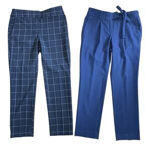 Lot Of 2 Loft Petite Pants Women’s Sz 00P Gray, Gray w/ Pink Checks Career Work